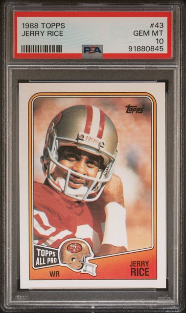 Graded 1988 Topps Jerry Rice #43 Football Card PSA 10 Gem Mint