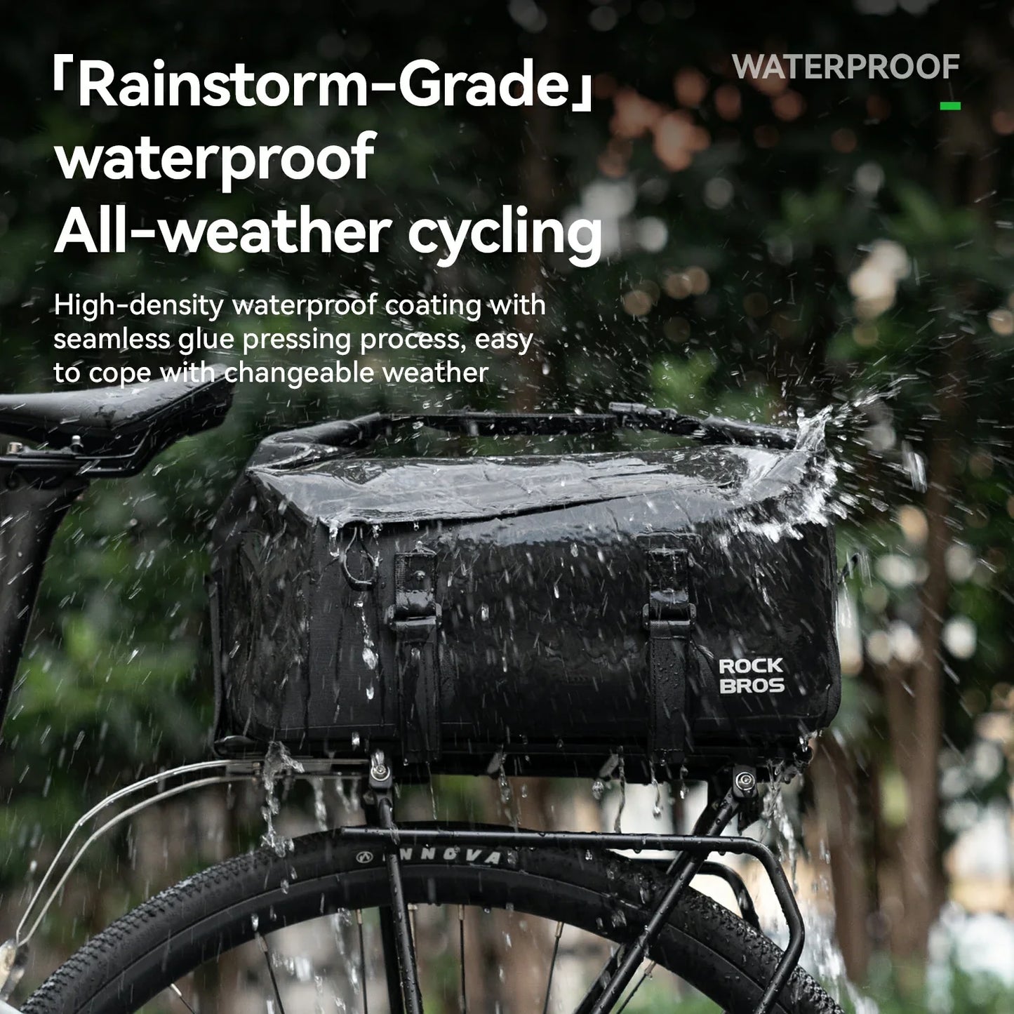 RideMate 100% Waterproof Bike Rear Rack Bag 16L