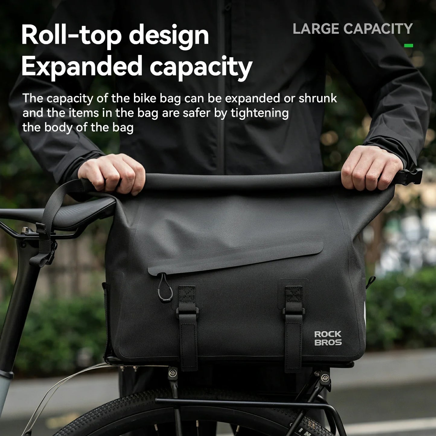 RideMate 100% Waterproof Bike Rear Rack Bag 16L
