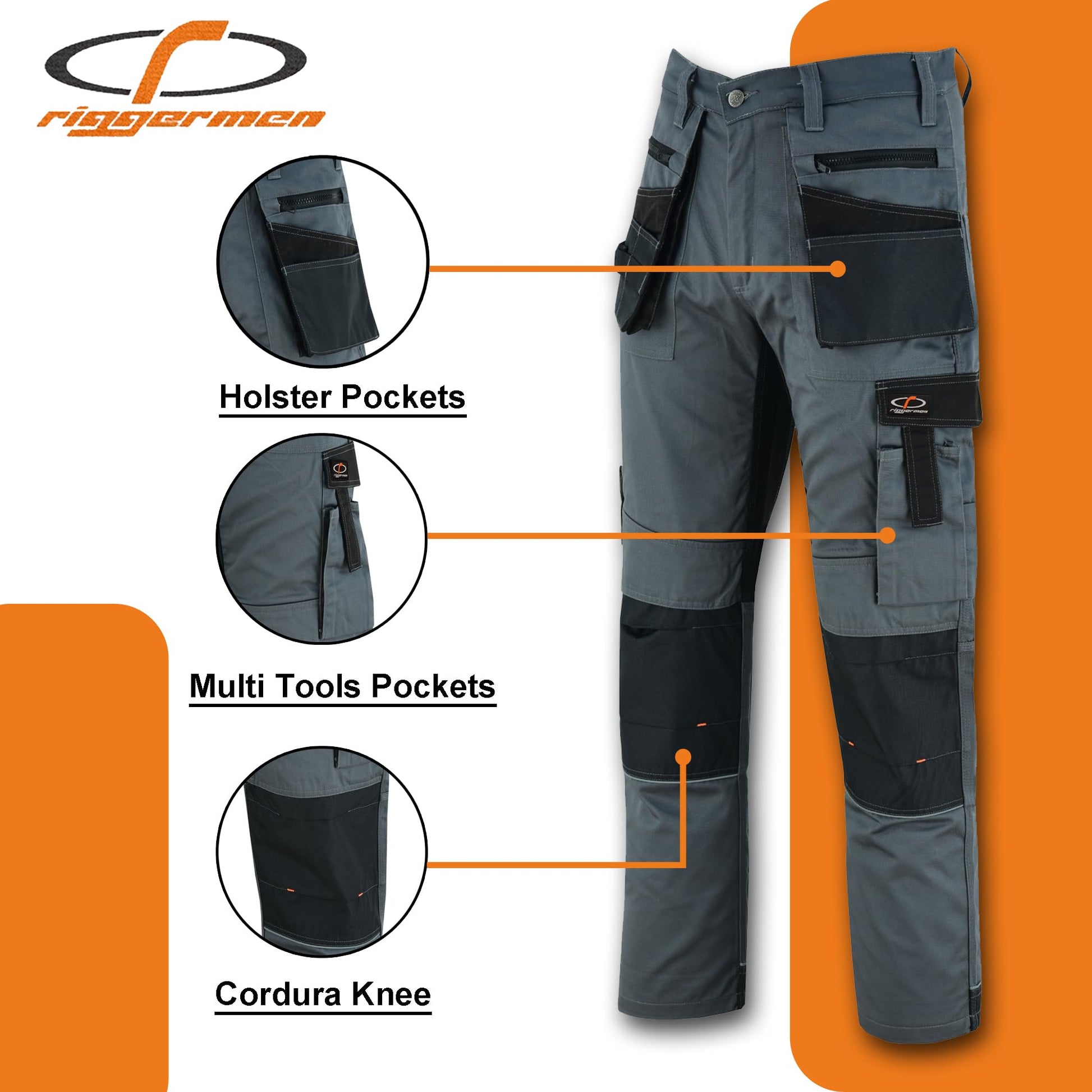Riggermen Mens Work Pants Lightweight Cargo Tactical Trouser with Holster Pockets Relaxed Fit Safety Pants for Construction - Triathlete Store