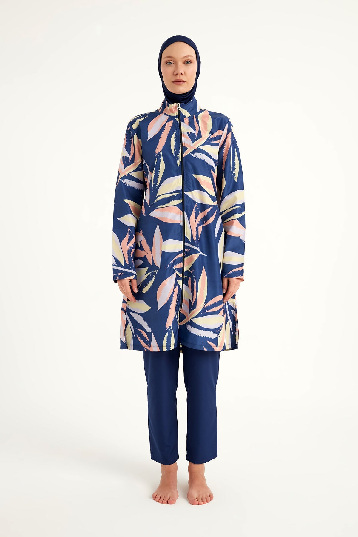 Navy Blue Full Coverage Modest Swimwear Set for Women R2508