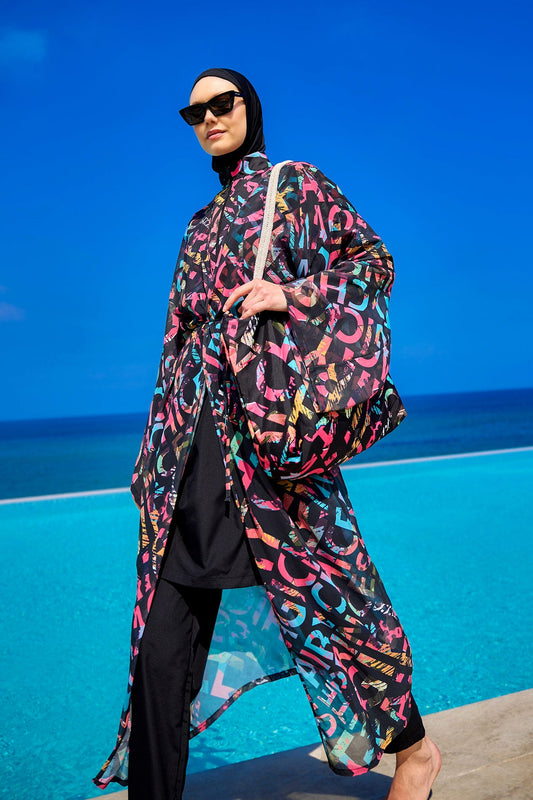 Rivamera Graphic Print Beach Kimono - RP2507