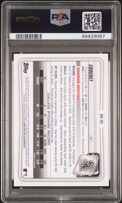 Graded 2020 Topps Bowman Draft Garrett Crochet #BD95 1st Edition Rookie RC Baseball Card PSA 10 Gem Mint