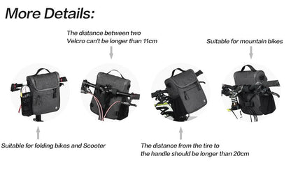 Rhinowalk Bike Front Handlebar Bag with Rain Cover- RK18995 5L