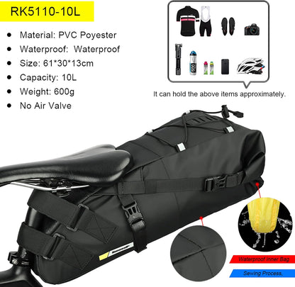 Rhinowalk Waterproof Bike Saddle Bag Under Seat Storage 10L RK5110