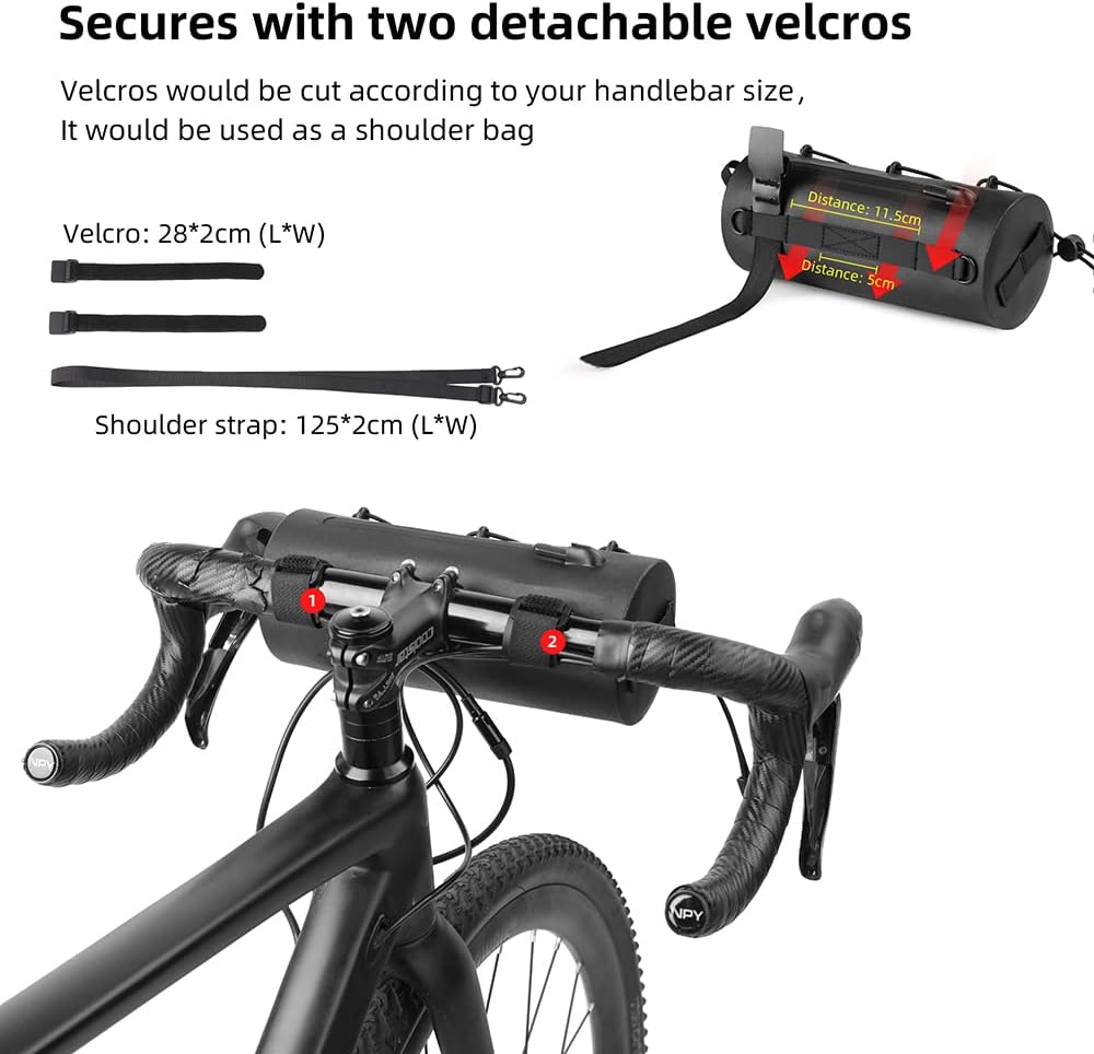 Rhinowalk Waterproof Handlebar Bag RK9109-1.9L, Front Bag Storage Bag with Shoulder Strap