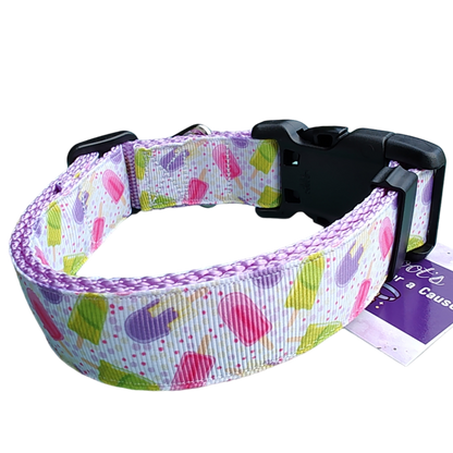 Popsicles Lavender Nylon Dog Collar MD, LG, XL, Leash