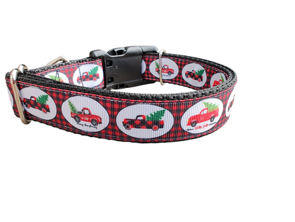 Christmas Red Truck Nylon Dog Collar