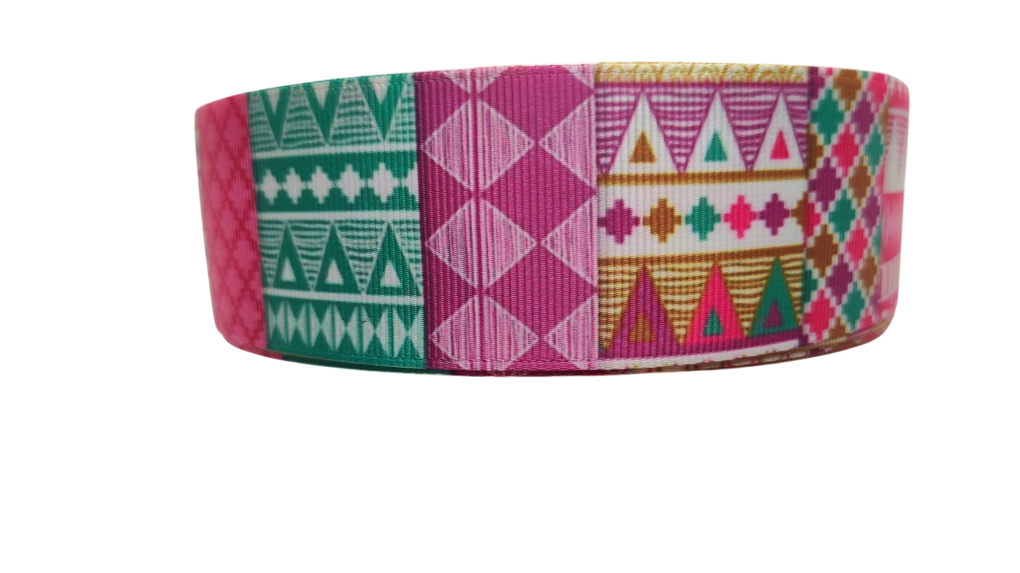 1.5" Wide Busy Body Tribal Patterns Nylon Dog Collar