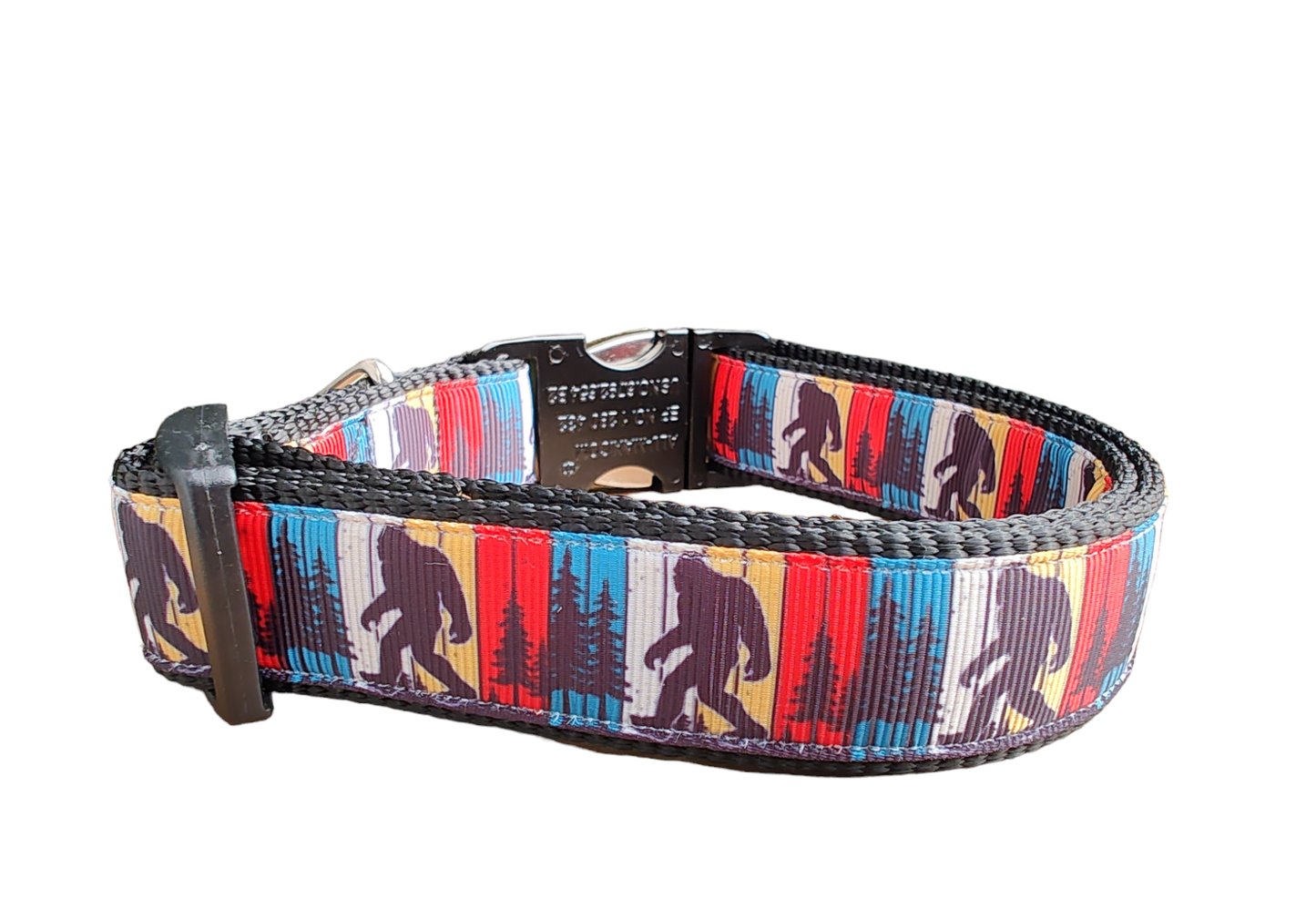 Bigfoot Sasquatch Black Nylon Dog Collar MD, LG, XL, Leash