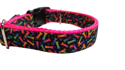 Neon Bones Nylon Dog Collar MD, LG, XL, Leash