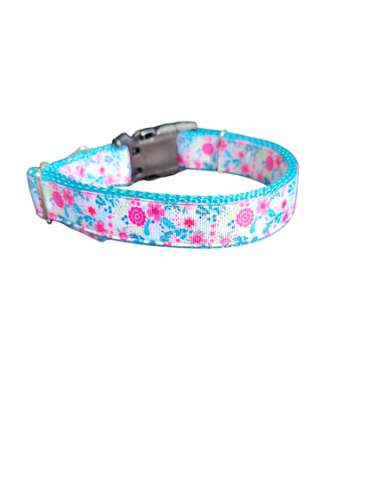 Bright Floral Nylon Dog Collar