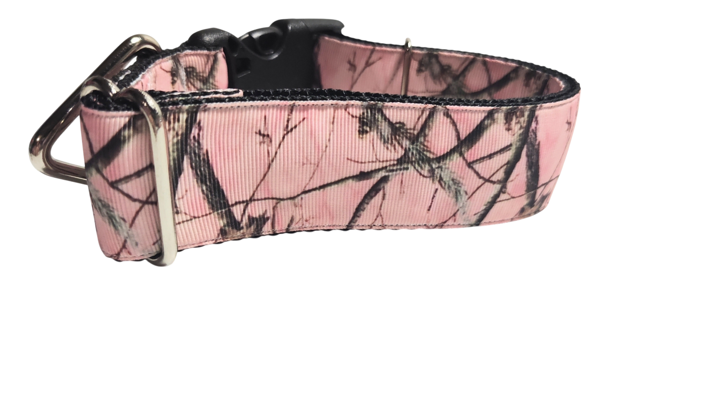 1.5" Wide Pink Camo Nylon Dog Collar