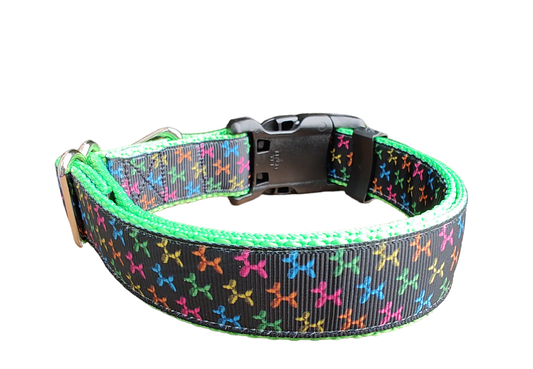 Balloon Dog Neon Green Nylon Dog Collar MD, LG, XL, Leash