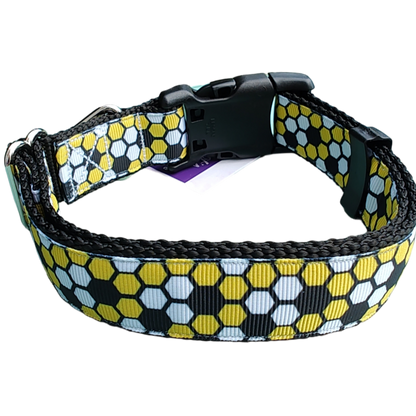 Beehive Black Nylon Dog Collar MD, LG, XL, Leash