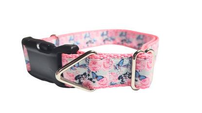 Butterflies and Roses Nylon Dog Collar