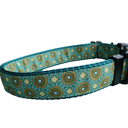 Green/Yellow Tribal Green Nylon Dog Collar MD, LG, XL, Leash