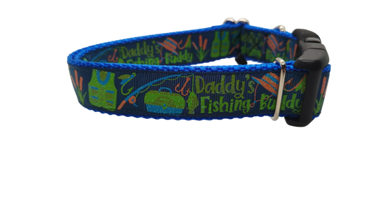 Daddy's Fishing Buddy Nylon Dog Collar