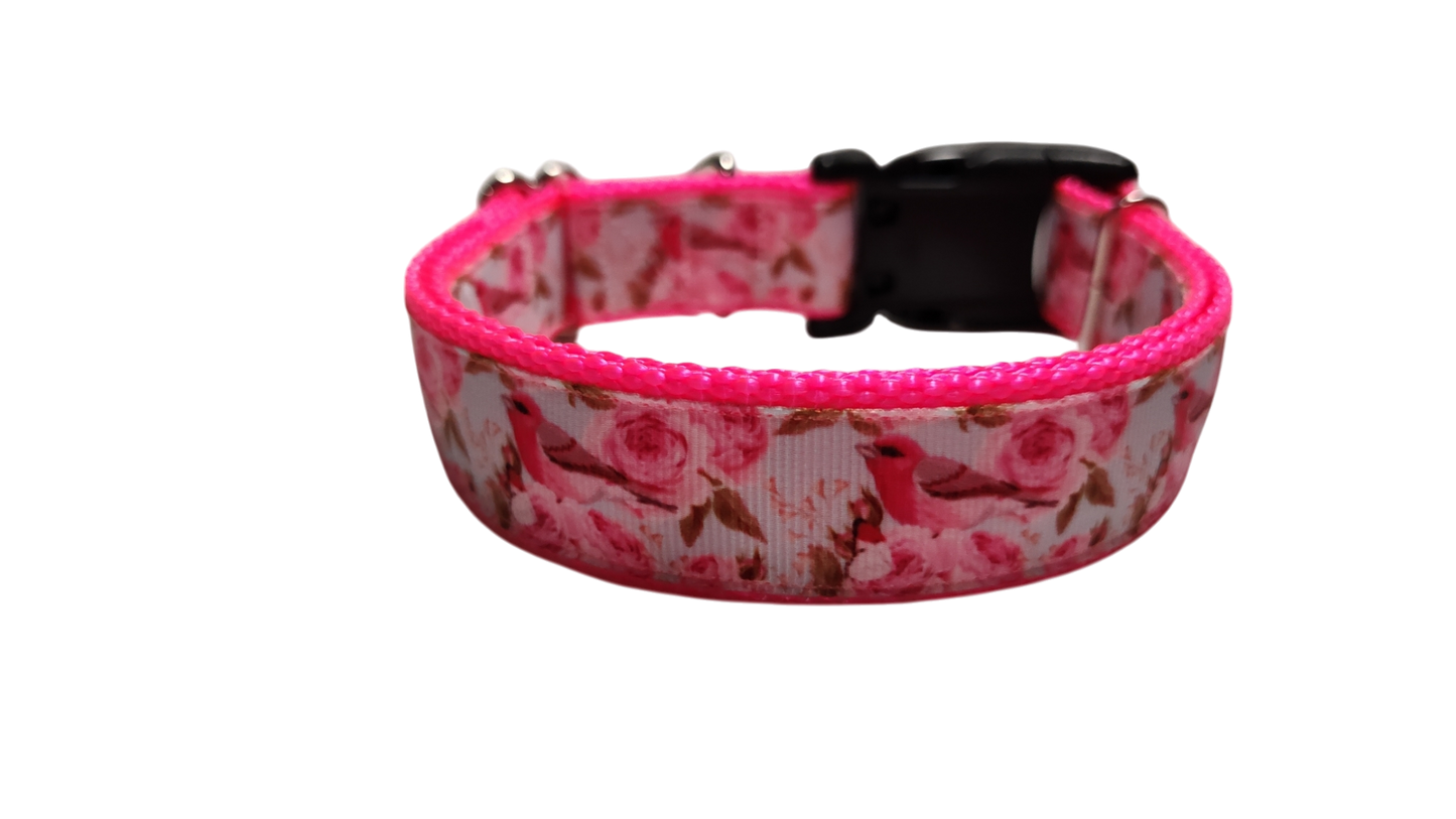 Rose Finch Bird Nylon Dog Collar