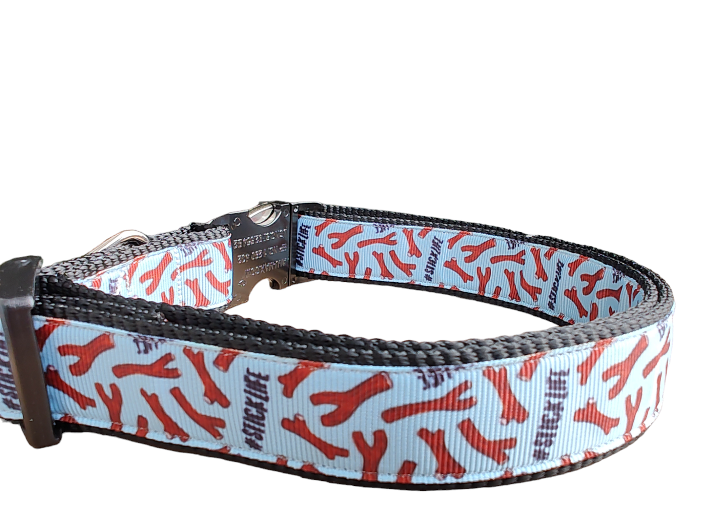 # Stick Life Black Nylon Dog Collar MD, LG, XL, Leash