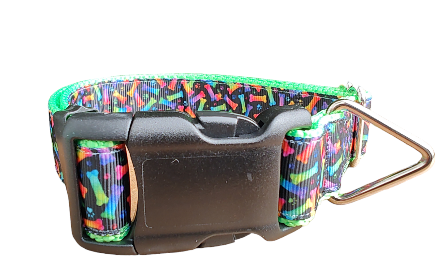 Neon Bones Green Nylon Dog Collar MD, LG, XL, Leash