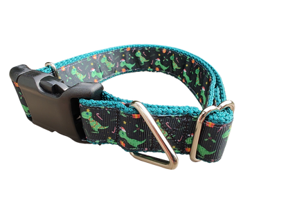 Christmas T Rex Tree Nylon Dog Collar