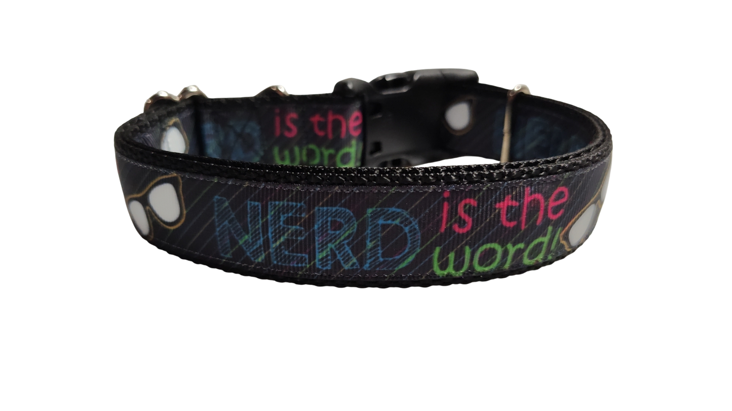 Nerd Is The Word Nylon Dog Collar