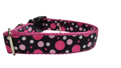 Pink Polka Dots Pattern Nylon Dog Collar