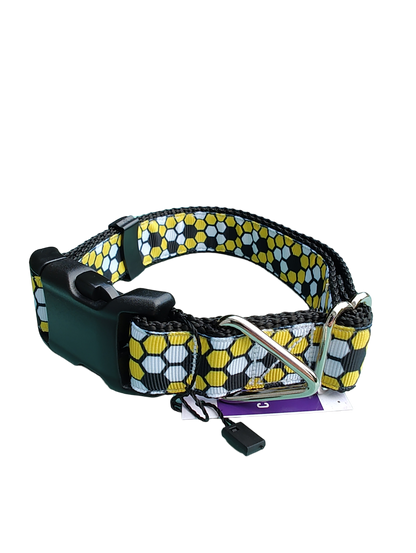 Beehive Black Nylon Dog Collar MD, LG, XL, Leash