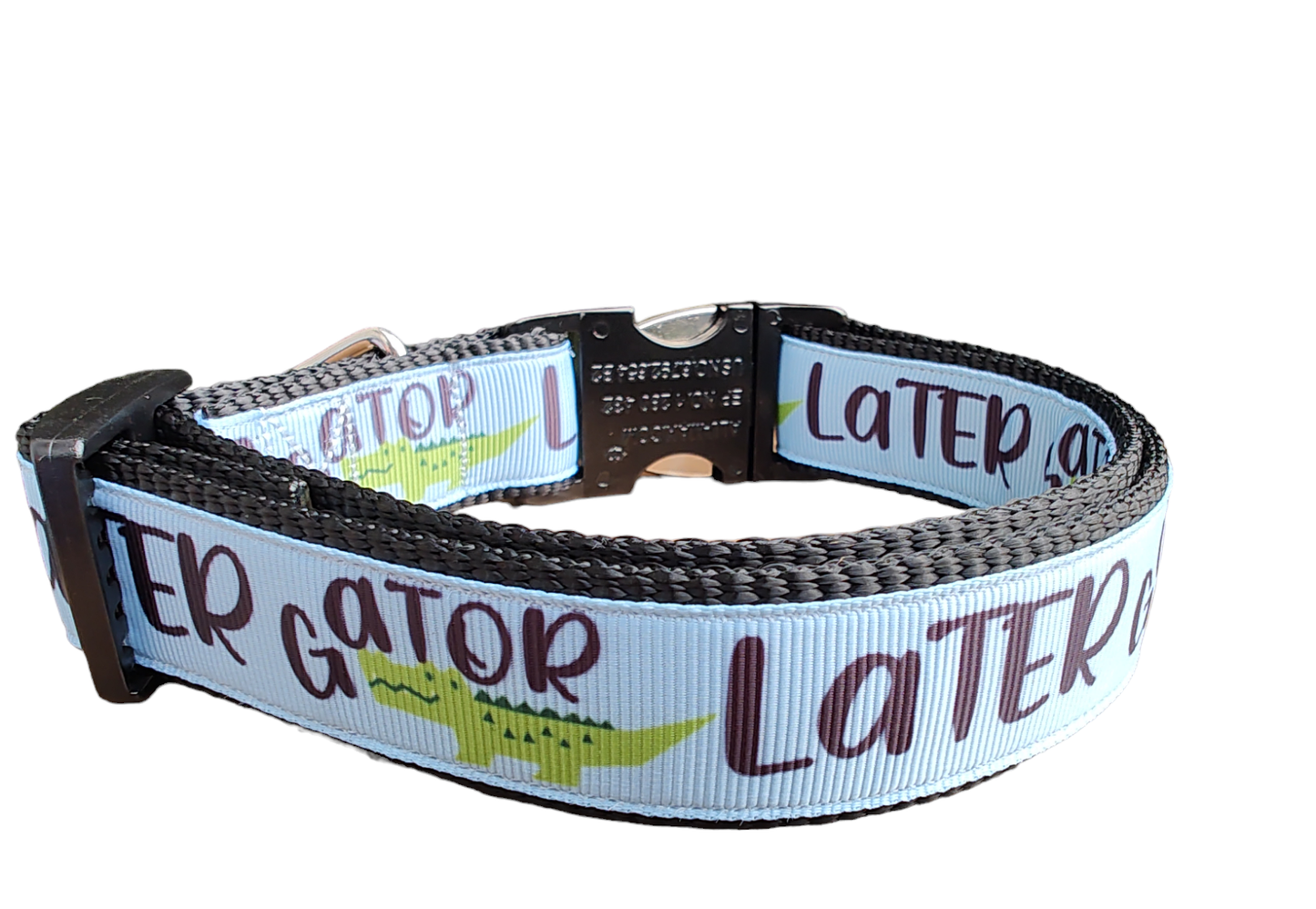 Later Gator Black Nylon Dog Collar MD, LG, XL, Leash
