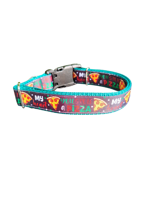 Pizza My Heart Nylon Dog Collar