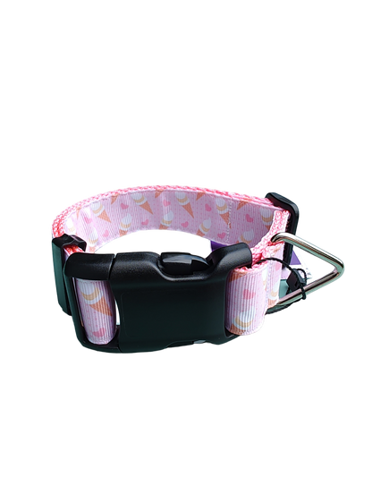 Ice Cream Pink Nylon Dog Collar MD, LG, XL, Leash