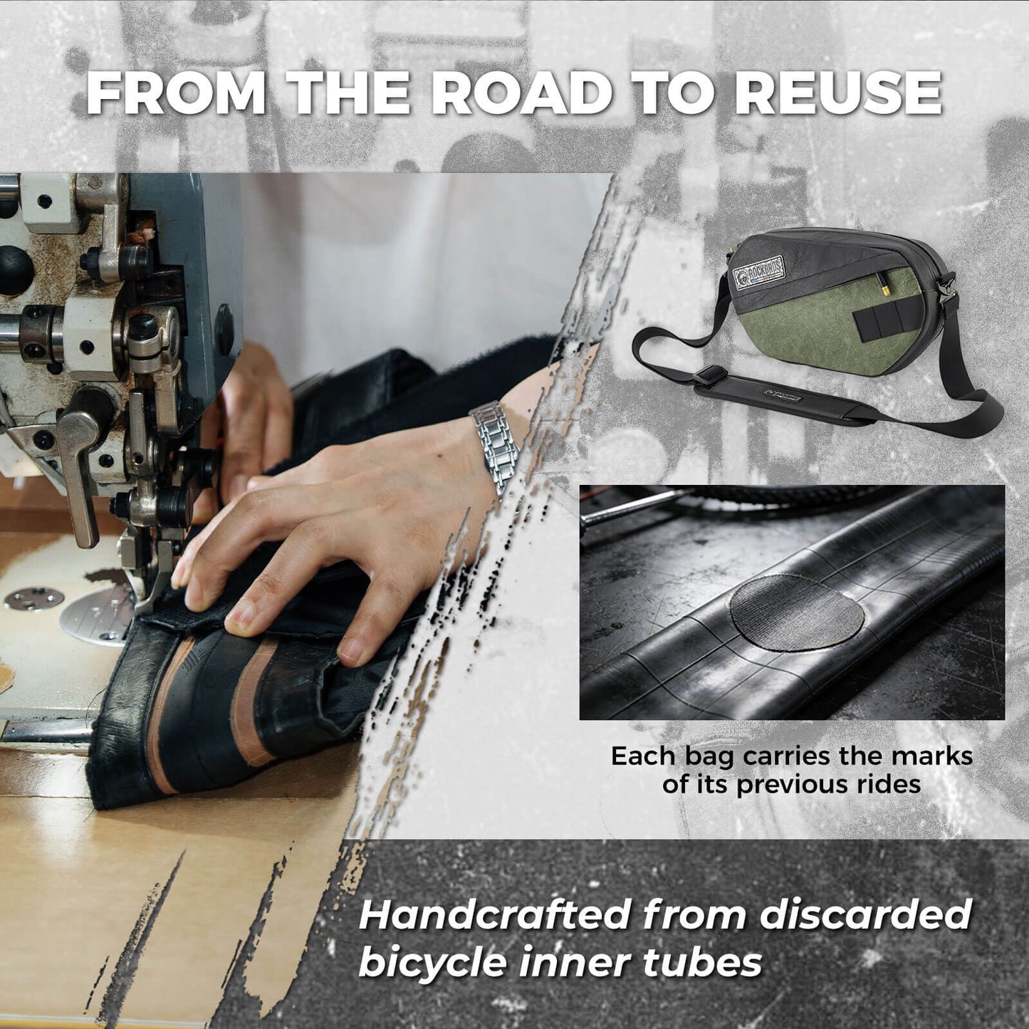 ROAD TO SKY Recycled Tire Bike Handlebar Bag - 2.5L