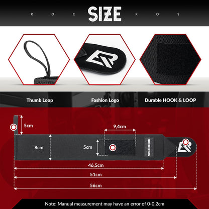 ROCKBROS 22” Wrist Wraps with Thumb Loop Premium Quality for Weightlifting