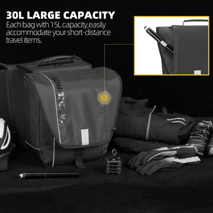 ROCKBROS 30L Bike Rear Rack Panniers Bags for Bicycles Waterproof