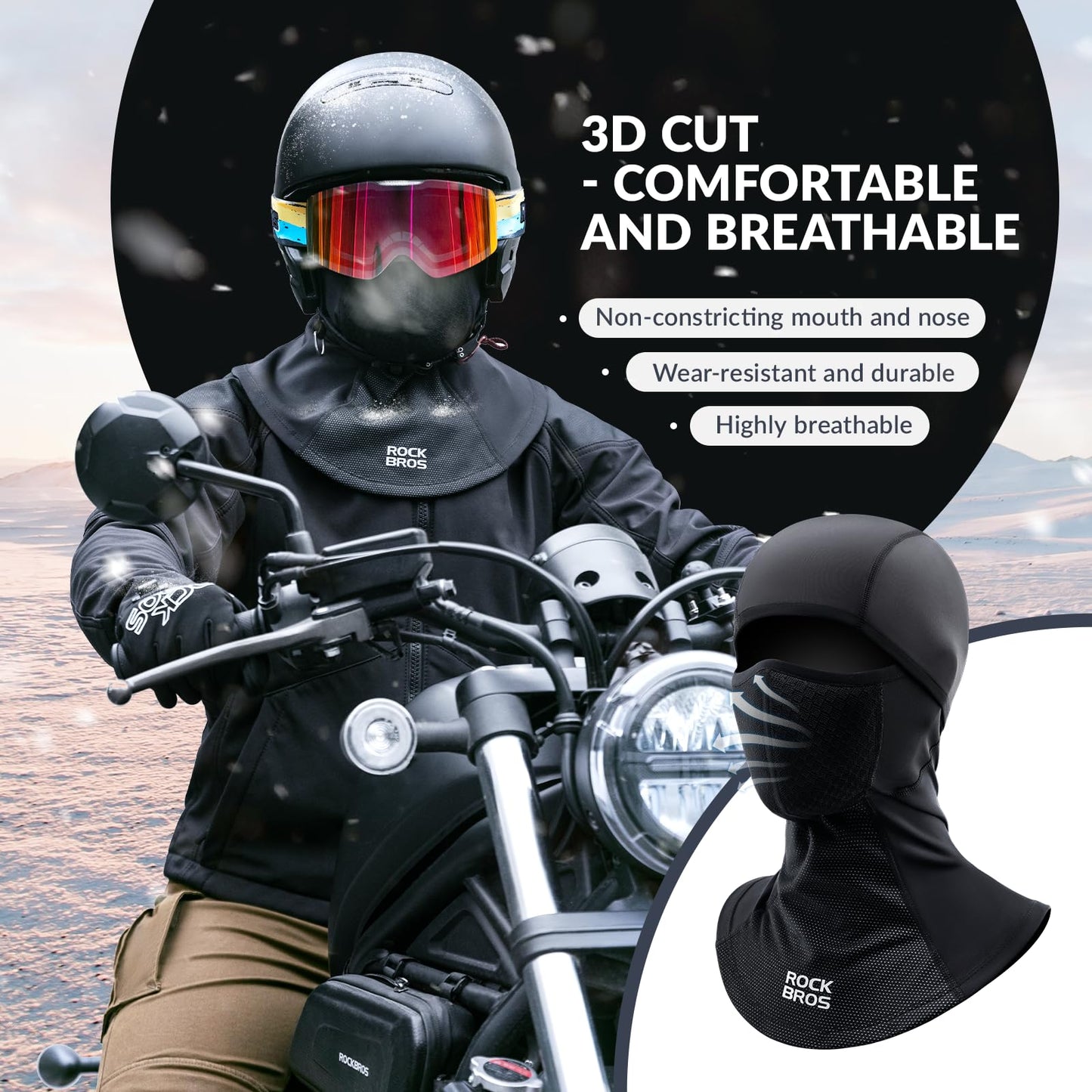 ROCKBROS Balaclava Windproof Thermal Scarf Ski Mask for Men Winter Neck Warmer