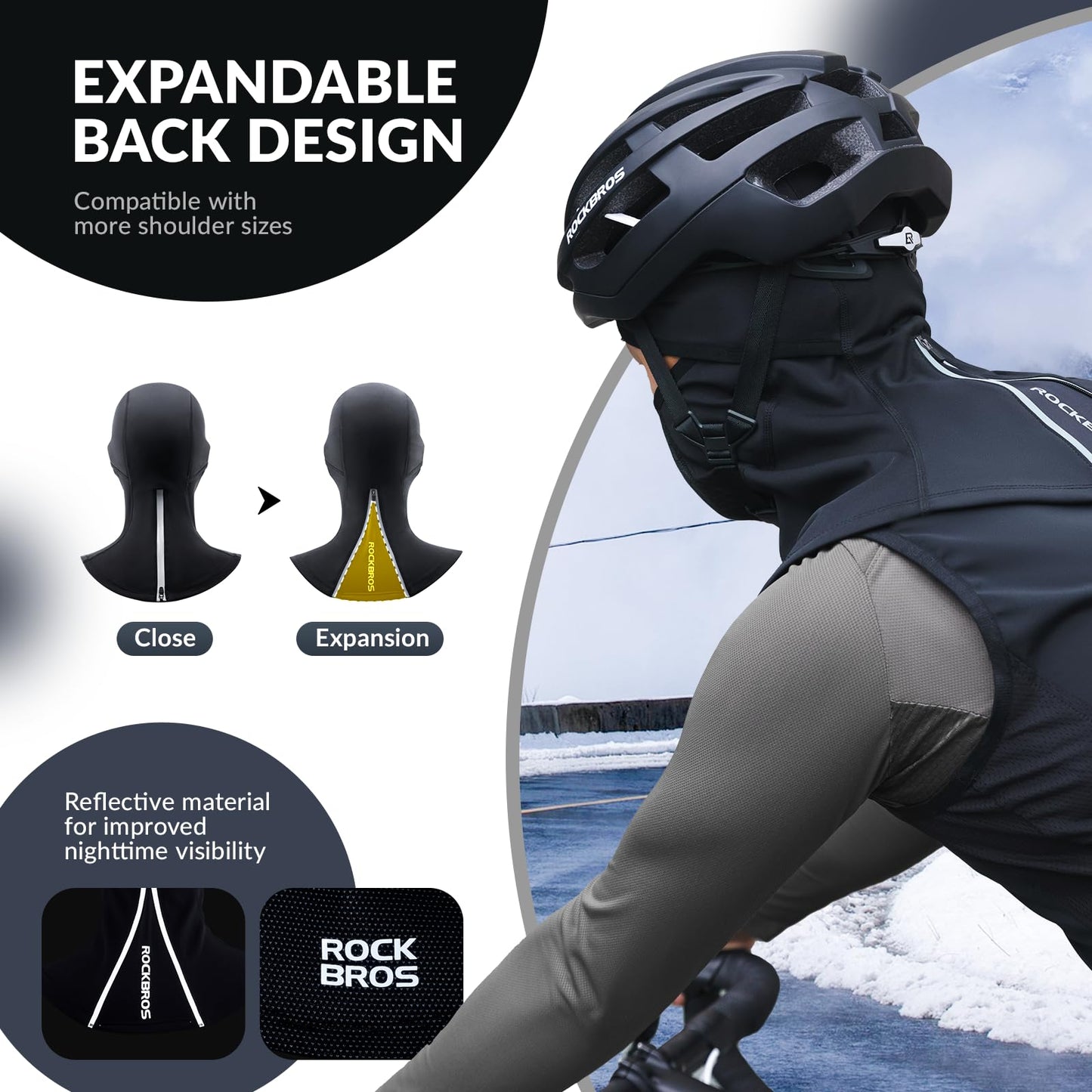 ROCKBROS Balaclava Windproof Thermal Scarf Ski Mask for Men Winter Neck Warmer