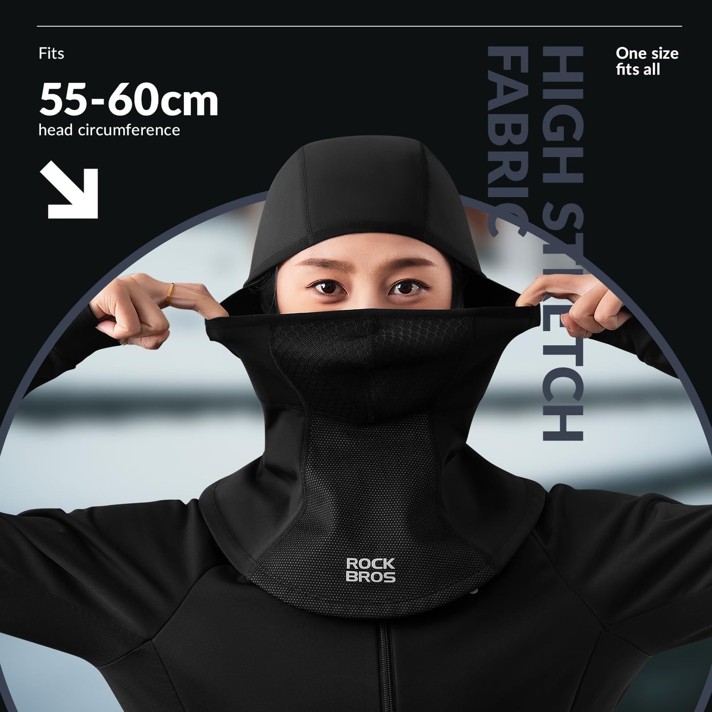 ROCKBROS Balaclava Windproof Thermal Scarf Ski Mask for Men Winter Neck Warmer