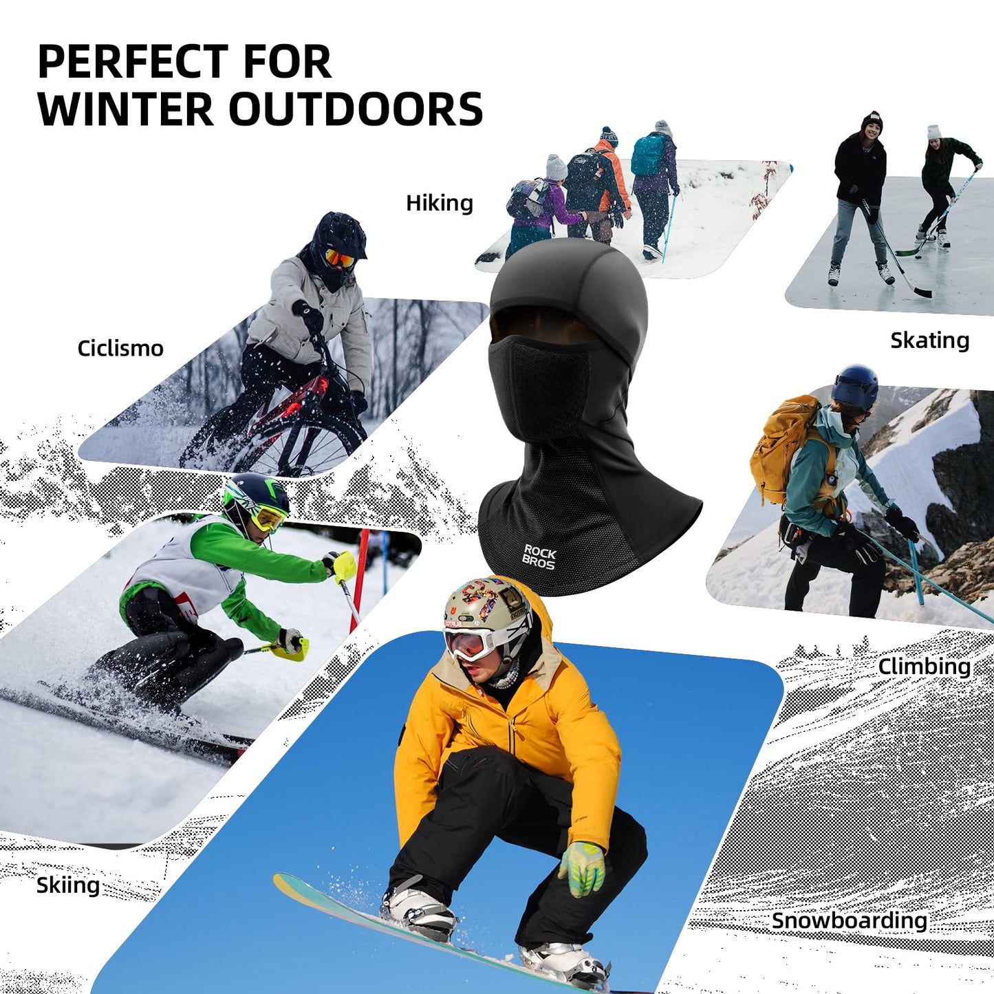 ROCKBROS Balaclava Windproof Thermal Scarf Ski Mask for Men Winter Neck Warmer