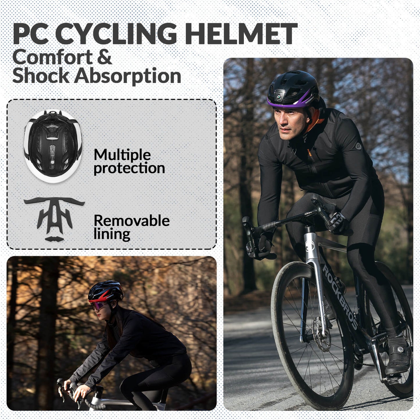 Bike Helmet with LED Front and Rear Light