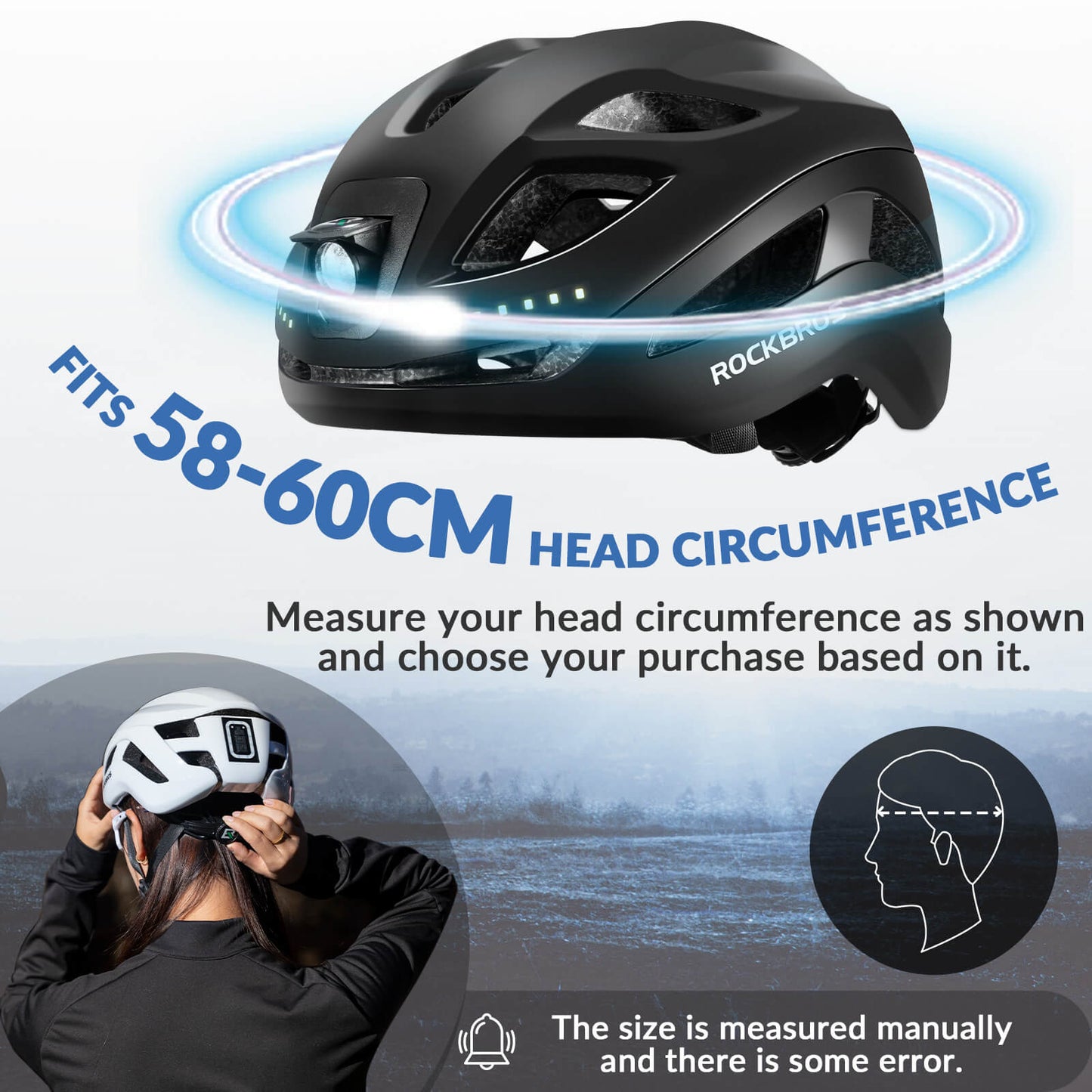 Bike Helmet with LED Front and Rear Light
