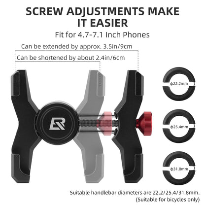 ROCKBROS Bike Phone Holder, Aluminum Handlebar Mount for 4.7-7.1" Phones - Triathlete Store