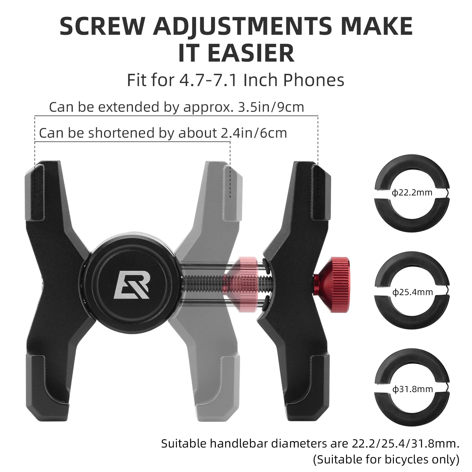 ROCKBROS Bike Phone Holder, Aluminum Handlebar Mount for 4.7-7.1" Phones - Triathlete Store