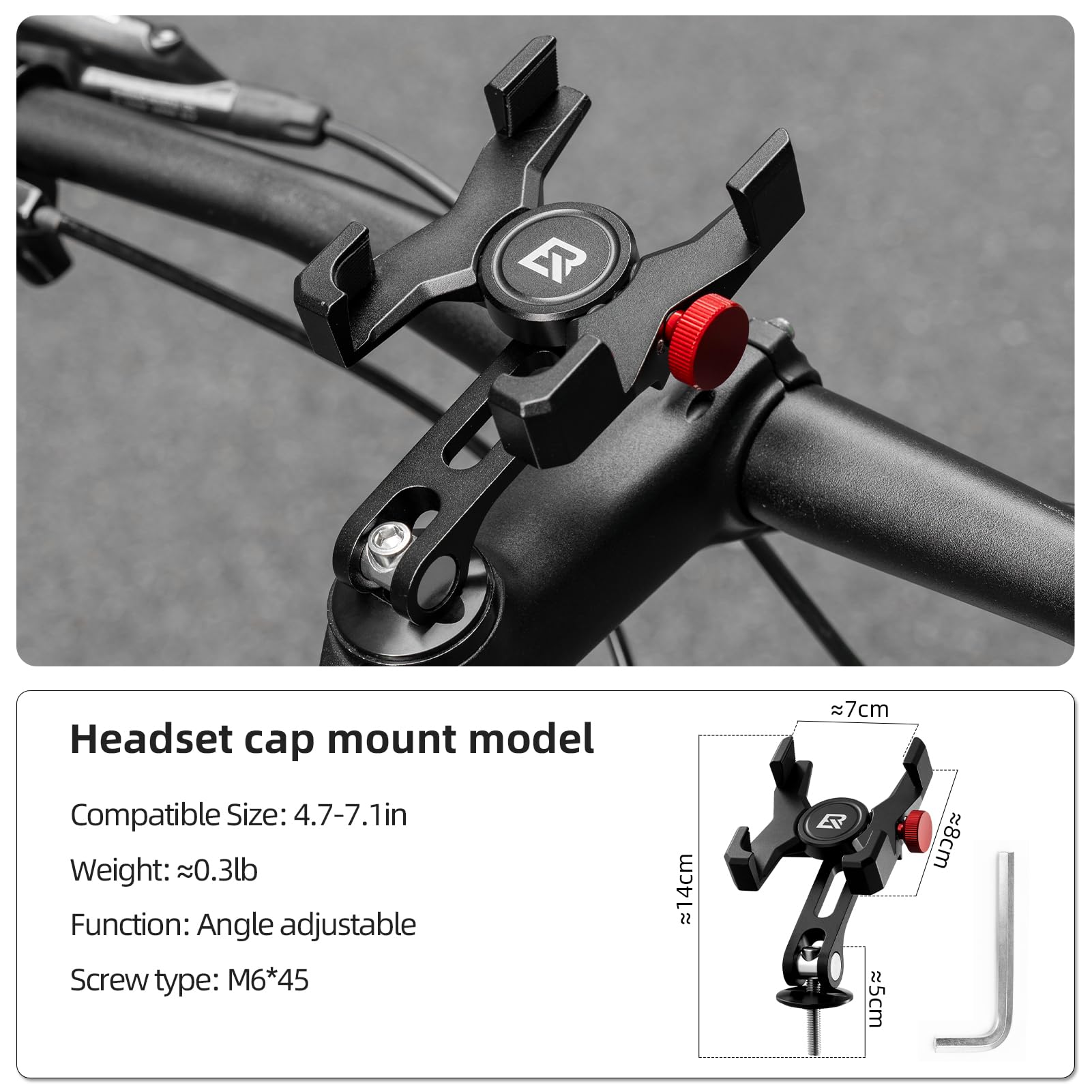 ROCKBROS Bike Phone Holder, Aluminum Handlebar Mount for 4.7-7.1" Phones - Triathlete Store
