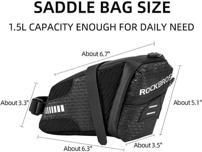 ROCKBROS Bike Saddle Bag Under Seat 1.5L Cycling Accessories Storage Pouch