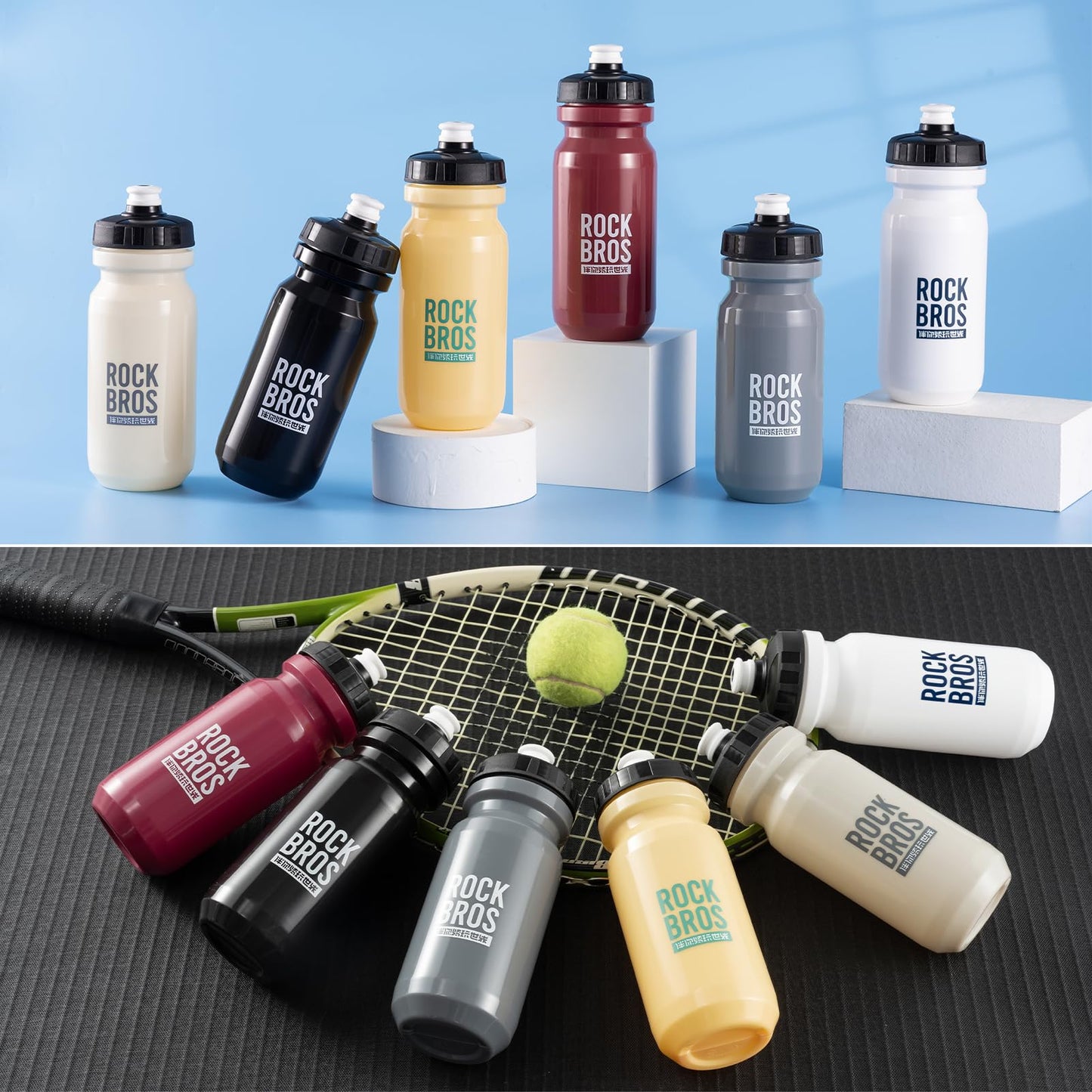 ROCKBROS Bike Water Bottle Squeeze Bicycle Water Bottle BPA-Free