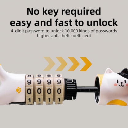 ROCKBROS Cute Cat Password Bike Lock 51.2in