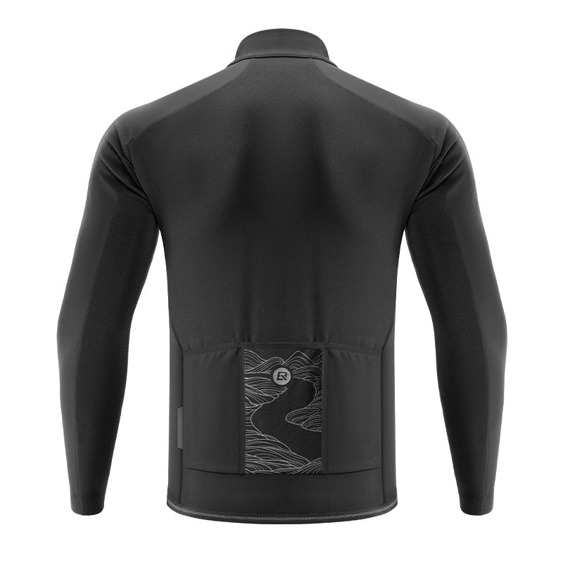 ROCKBROS Cycling Jersey Men Long Sleeve Bike Shirt with Full Zipper Rear Pocket