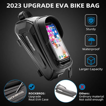 ROCKBROS EVA Waterproof Bike Phone Frame Bag for 6.8" Phones