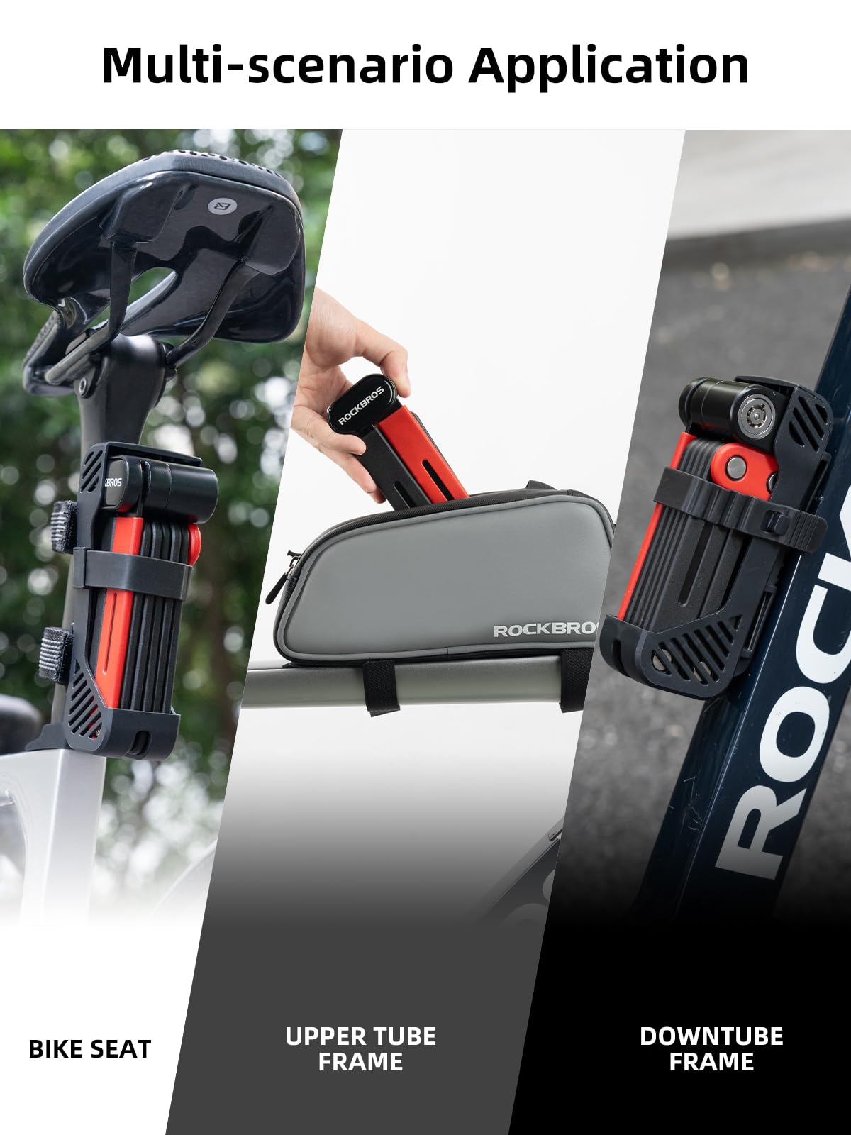ROCKBROS Folding Heavy Duty Anti Theft  Bike Lock 120cm/47.24inch with 2 Keys
